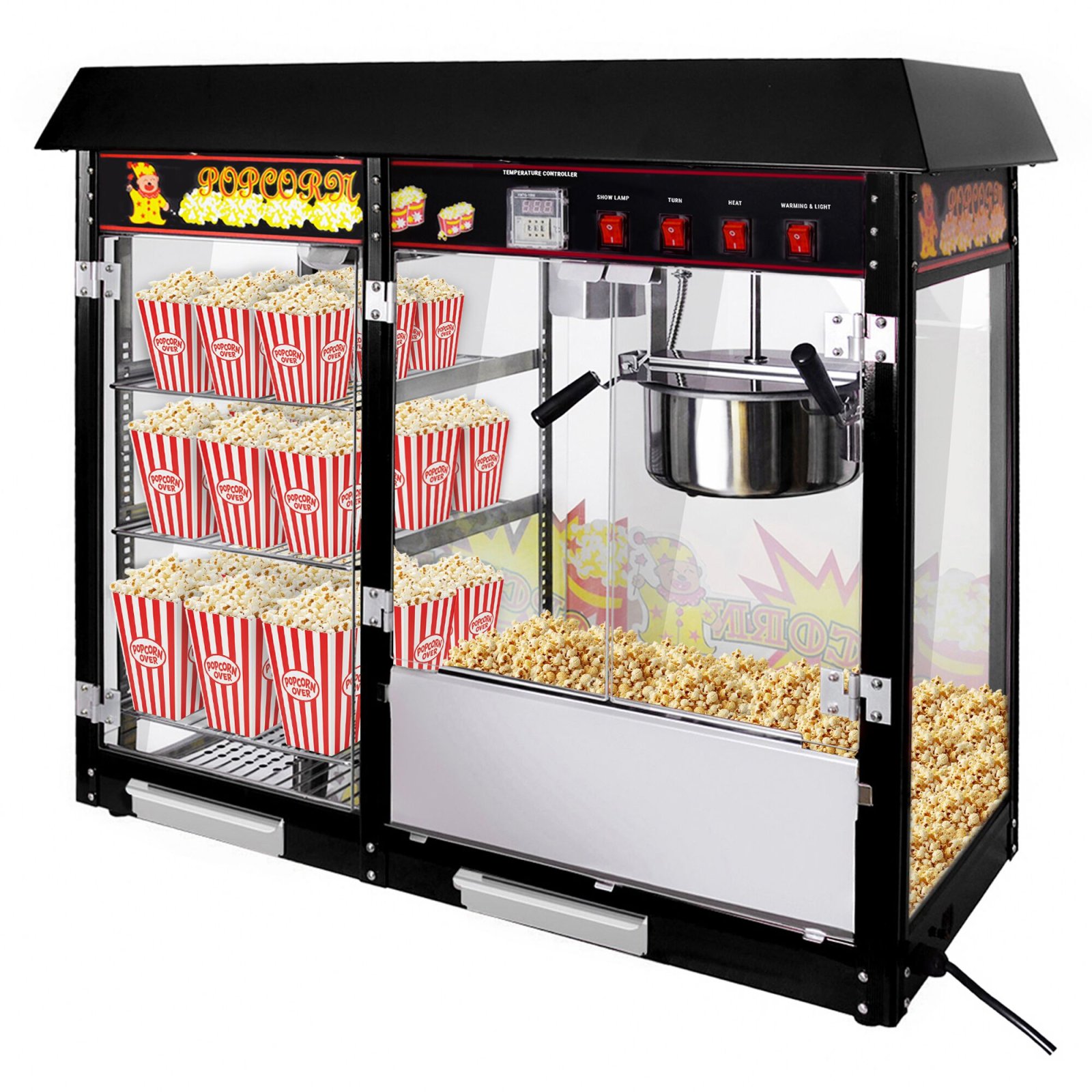 Popcornmaschine mit beheizbaren Ablagen