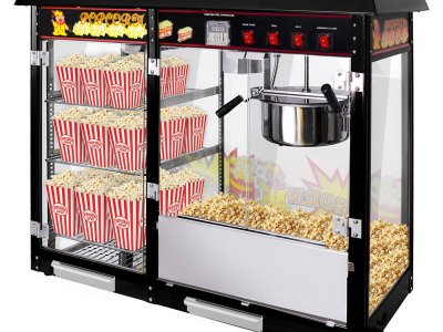 Popcornmaschine mit beheizbaren Ablagen